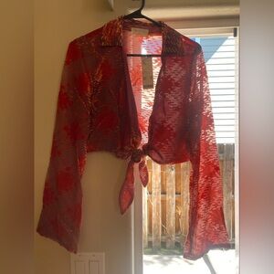 Red and Purple Patterned Blouse